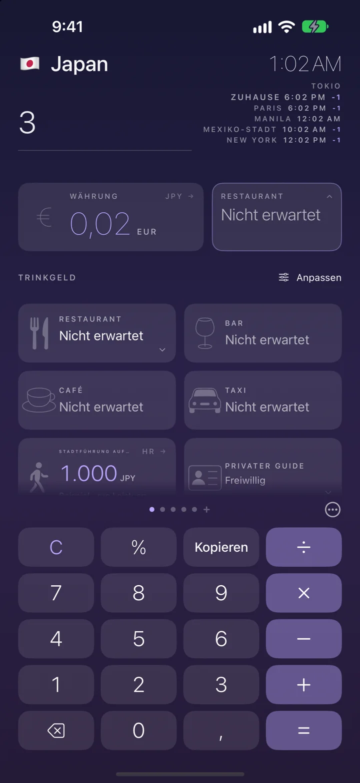 Was man hier an Trinkgeld gibt, und ob der Service schon auf der Rechnung steht.