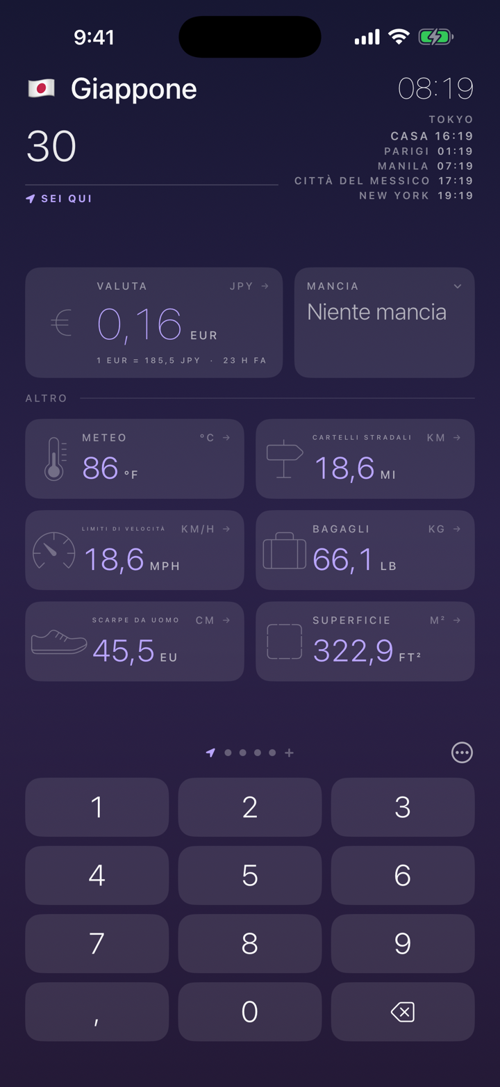 Ogni unità insieme. 30 € sono anche 86 °F, 18,6 miglia e 66,1 lb.