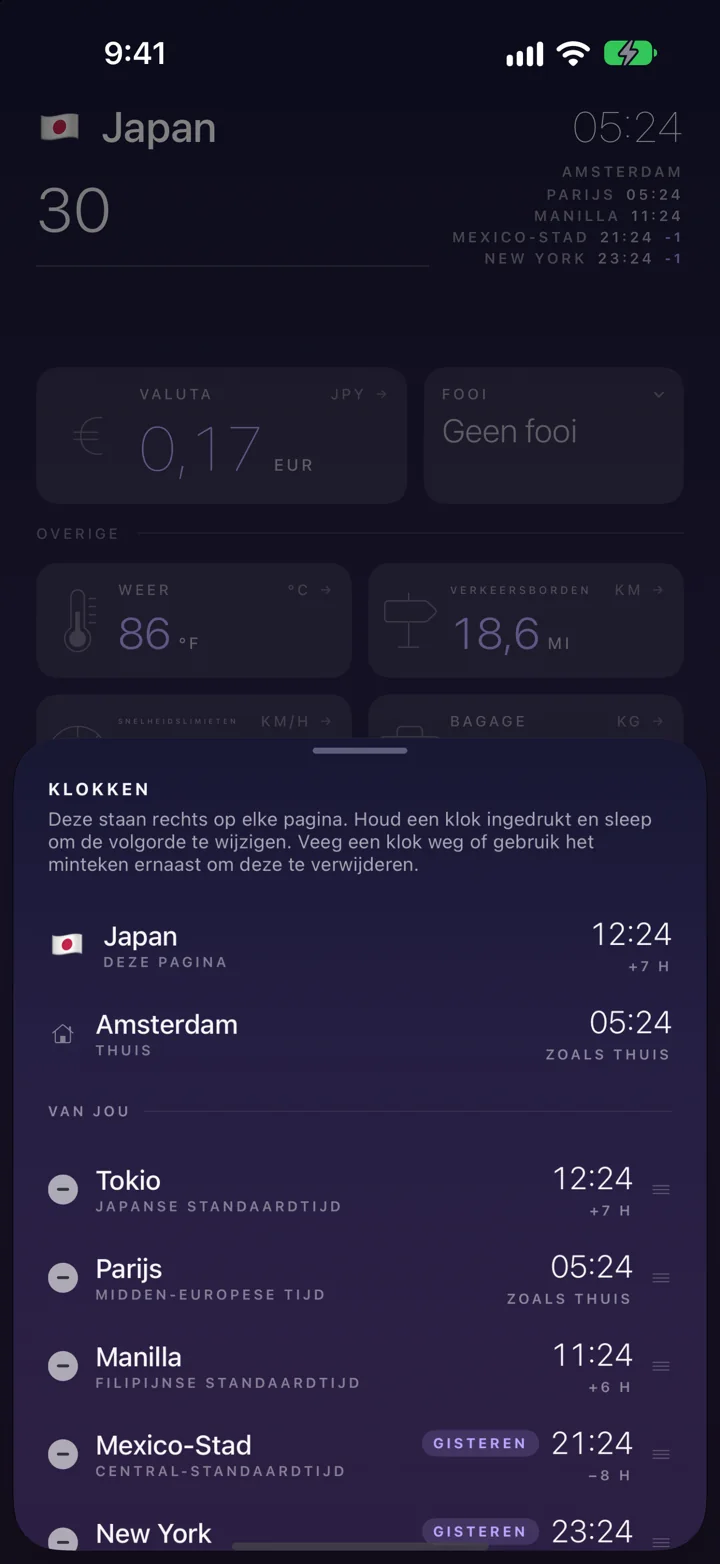 Hier en thuis, met het dagverschil.