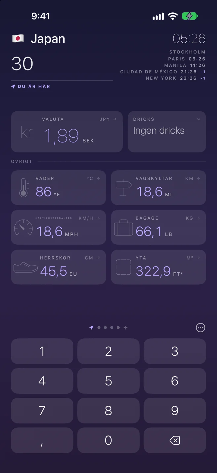 Alla enheter samtidigt. €30 är också 86 °F, 18,6 miles och 66,1 pund.