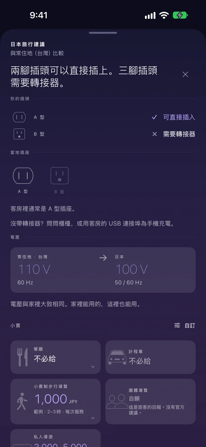 插上插頭之前。 比較當地與常住地的插頭和電壓。讀完注意事項後即可收合,需要時隨時查看。